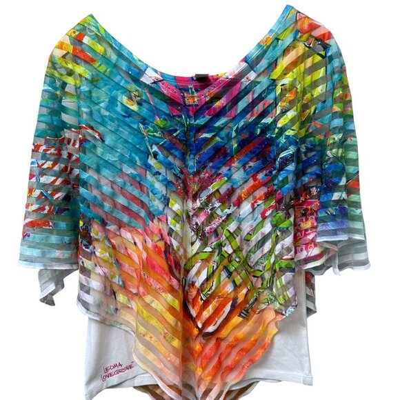 Leoma Lovegrove Sheer Poncho and Tank Set Small Multicolor Womens Top Artsy NWT - Picture 1 of 14